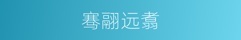骞翮远翥的意思
