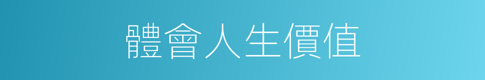 體會人生價值的同義詞