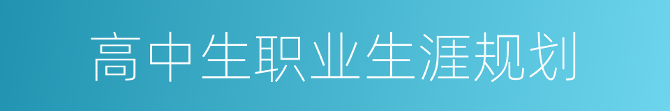 高中生职业生涯规划的同义词