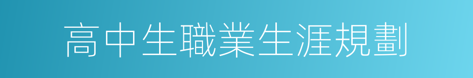 高中生職業生涯規劃的同義詞