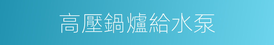 高壓鍋爐給水泵的同義詞