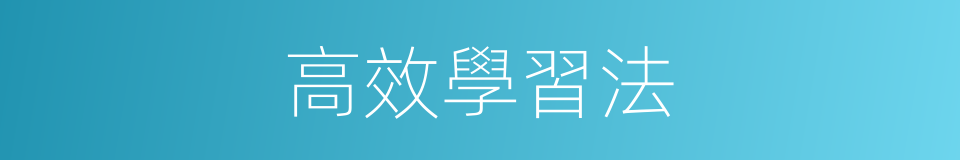 高效學習法的同義詞