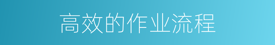 高效的作业流程的同义词