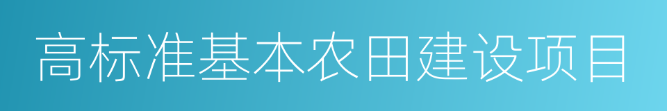 高标准基本农田建设项目的同义词