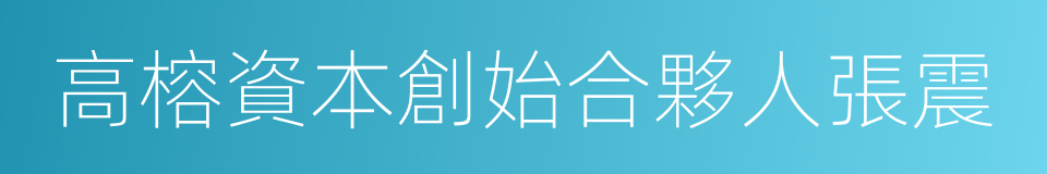 高榕資本創始合夥人張震的同義詞