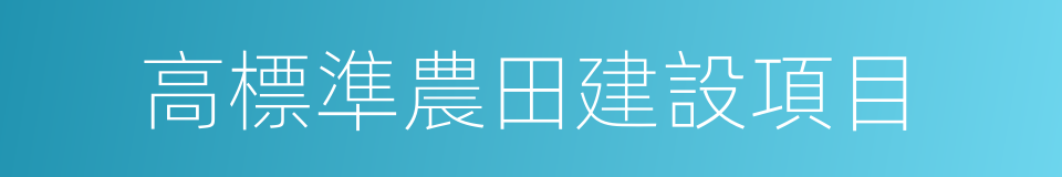 高標準農田建設項目的同義詞