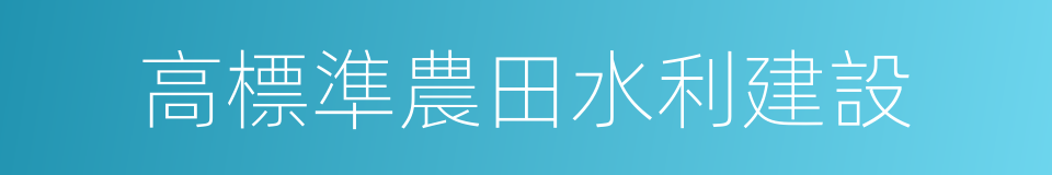 高標準農田水利建設的同義詞