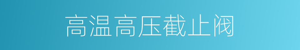 高温高压截止阀的同义词