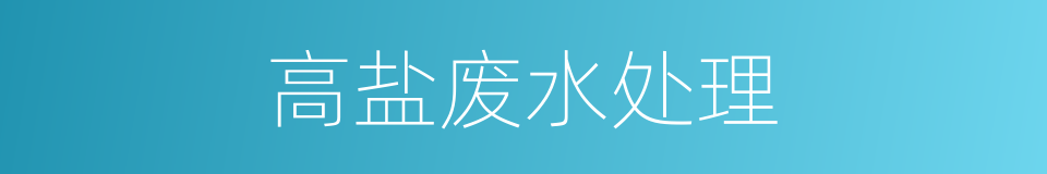 高盐废水处理的同义词