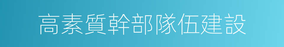 高素質幹部隊伍建設的同義詞