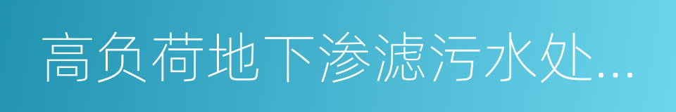 高负荷地下渗滤污水处理复合技术的同义词