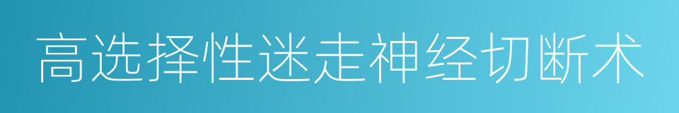 高选择性迷走神经切断术的同义词