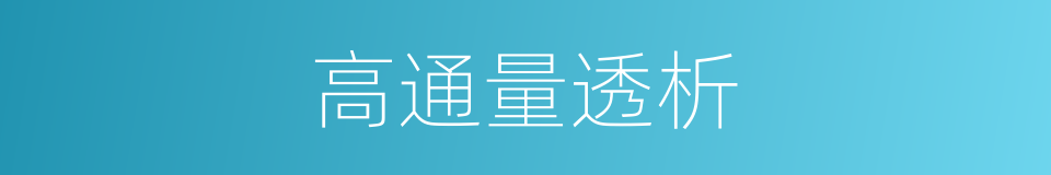 高通量透析的同义词