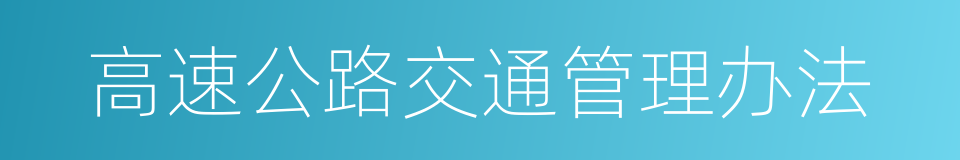 高速公路交通管理办法的同义词