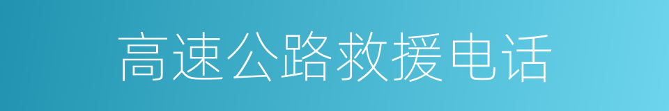 高速公路救援电话的同义词