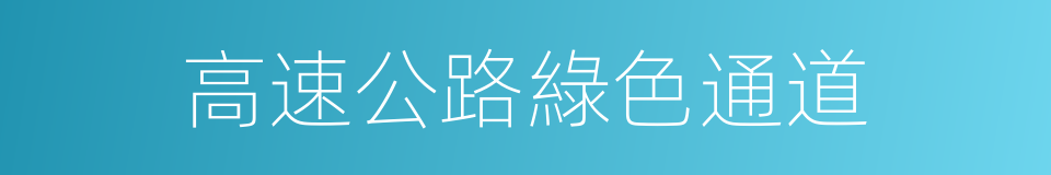 高速公路綠色通道的同義詞