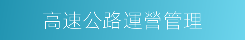 高速公路運營管理的同義詞