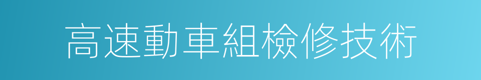高速動車組檢修技術的同義詞