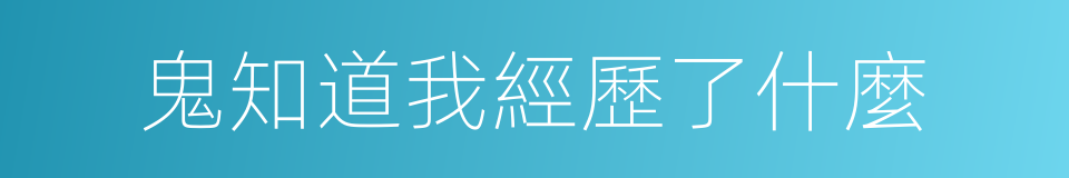 鬼知道我經歷了什麼的同義詞