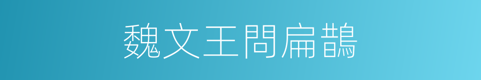 魏文王問扁鵲的同義詞