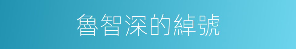 魯智深的綽號的同義詞
