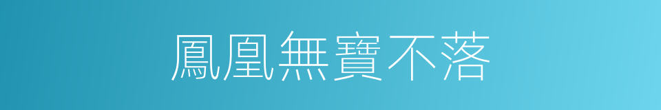 鳳凰無寶不落的同義詞