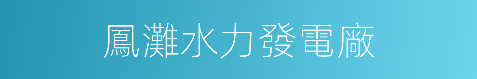 鳳灘水力發電廠的同義詞