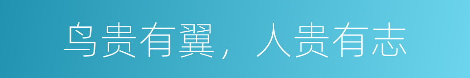 鸟贵有翼，人贵有志的同义词