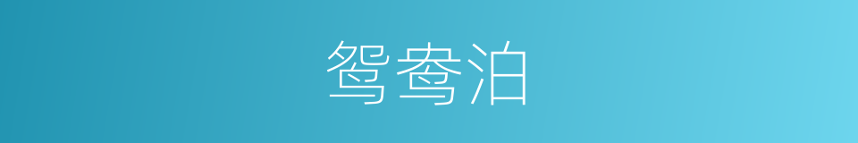 鸳鸯泊的同义词