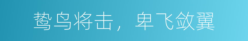 鸷鸟将击，卑飞敛翼的同义词