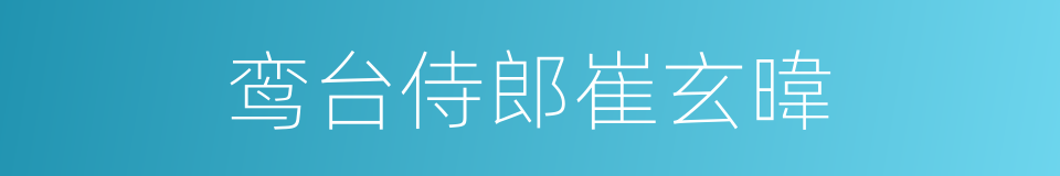鸾台侍郎崔玄暐的同义词