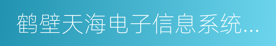 鹤壁天海电子信息系统有限公司的同义词