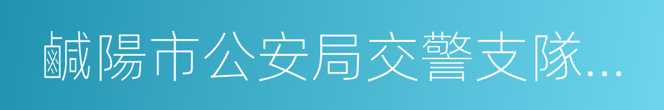 鹹陽市公安局交警支隊秦都大隊的同義詞