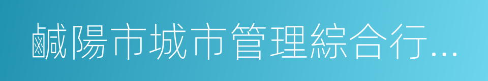 鹹陽市城市管理綜合行政執法局的同義詞