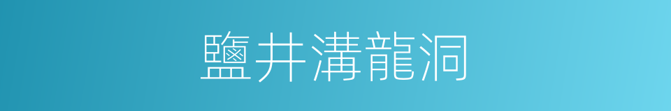 鹽井溝龍洞的同義詞