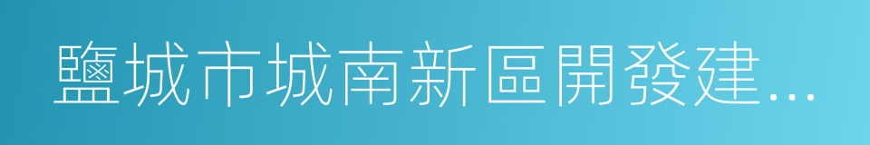 鹽城市城南新區開發建設投資有限公司的同義詞