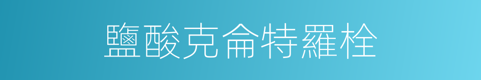 鹽酸克侖特羅栓的同義詞