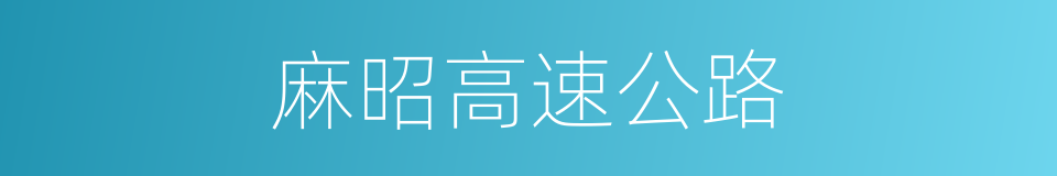 麻昭高速公路的同义词