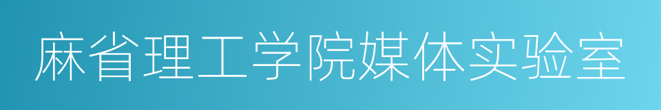 麻省理工学院媒体实验室的意思