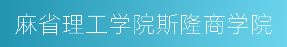 麻省理工学院斯隆商学院的同义词