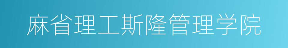 麻省理工斯隆管理学院的同义词