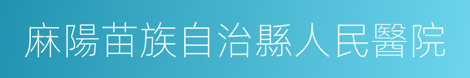 麻陽苗族自治縣人民醫院的同義詞