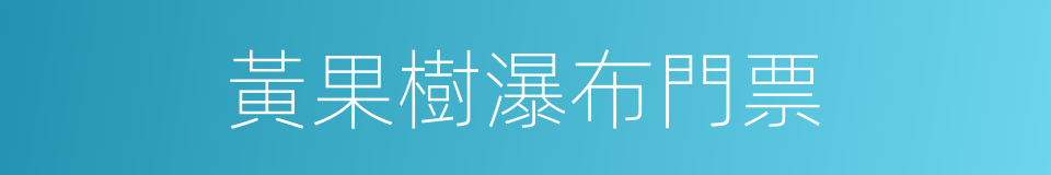 黃果樹瀑布門票的同義詞