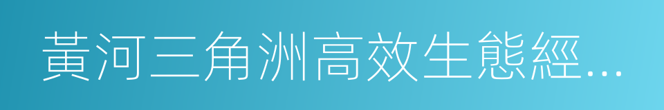 黃河三角洲高效生態經濟區發展規劃的同義詞