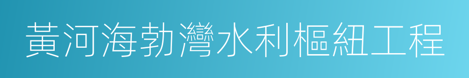 黃河海勃灣水利樞紐工程的同義詞