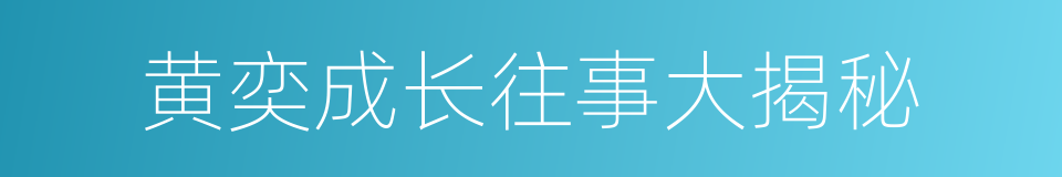 黄奕成长往事大揭秘的同义词