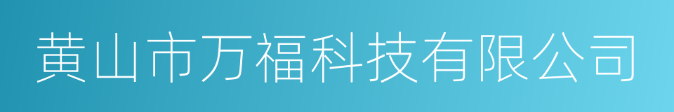 黄山市万福科技有限公司的同义词