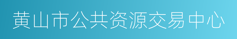 黄山市公共资源交易中心的同义词