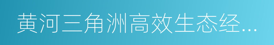 黄河三角洲高效生态经济区的同义词