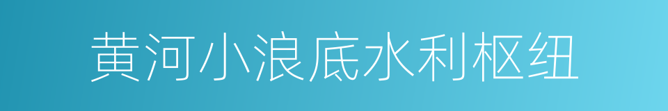 黄河小浪底水利枢纽的同义词